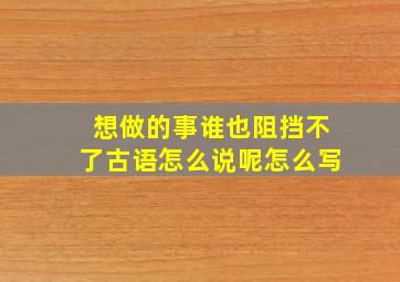 想做的事谁也阻挡不了古语怎么说呢怎么写