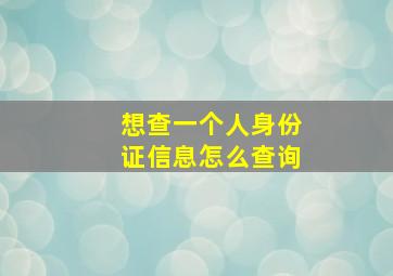 想查一个人身份证信息怎么查询