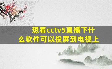 想看cctv5直播下什么软件可以投屏到电视上