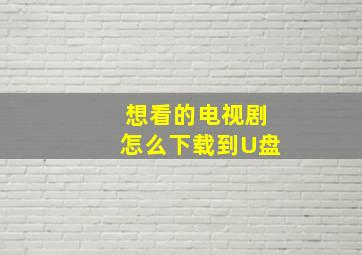 想看的电视剧怎么下载到U盘