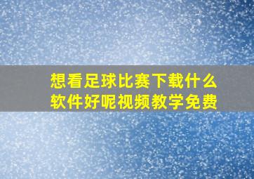 想看足球比赛下载什么软件好呢视频教学免费