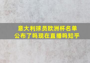 意大利球员欧洲杯名单公布了吗现在直播吗知乎