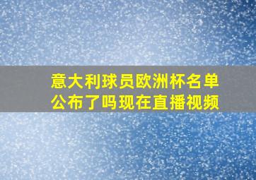 意大利球员欧洲杯名单公布了吗现在直播视频