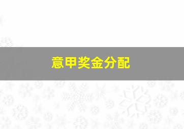 意甲奖金分配