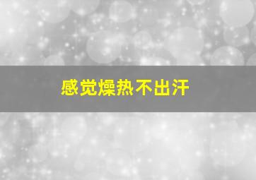 感觉燥热不出汗