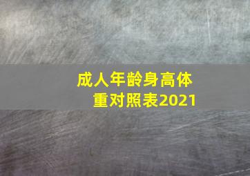 成人年龄身高体重对照表2021