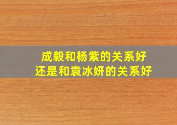 成毅和杨紫的关系好还是和袁冰妍的关系好