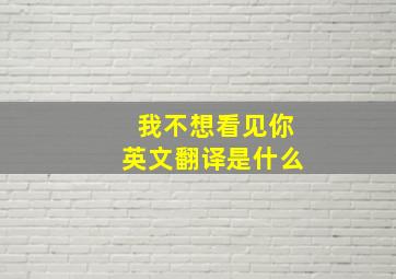 我不想看见你英文翻译是什么