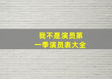 我不是演员第一季演员表大全