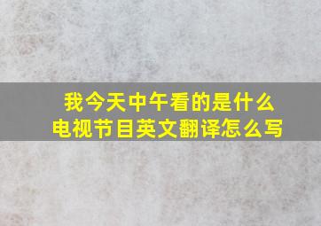 我今天中午看的是什么电视节目英文翻译怎么写