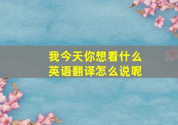 我今天你想看什么英语翻译怎么说呢