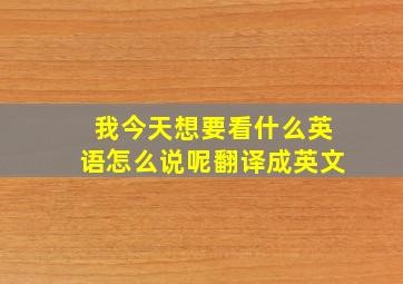 我今天想要看什么英语怎么说呢翻译成英文