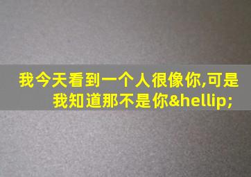 我今天看到一个人很像你,可是我知道那不是你…