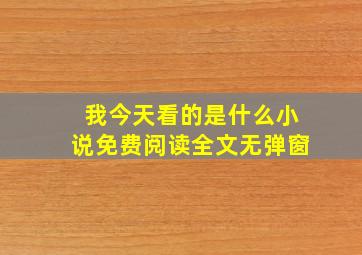 我今天看的是什么小说免费阅读全文无弹窗