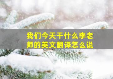 我们今天干什么李老师的英文翻译怎么说