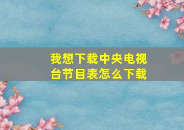 我想下载中央电视台节目表怎么下载