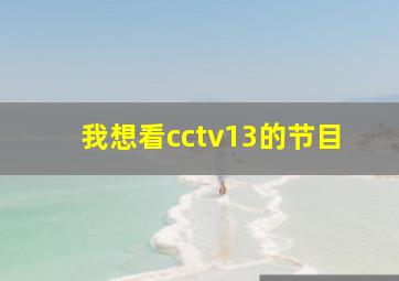 我想看cctv13的节目