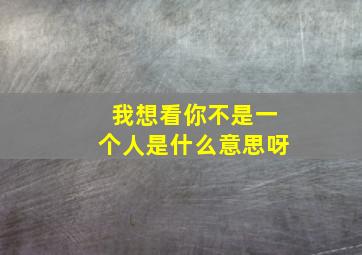 我想看你不是一个人是什么意思呀