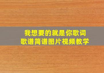 我想要的就是你歌词歌谱简谱图片视频教学