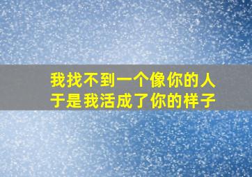 我找不到一个像你的人于是我活成了你的样子