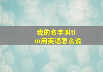 我的名字叫tim用英语怎么说