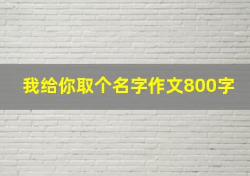 我给你取个名字作文800字