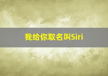 我给你取名叫Siri