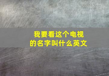 我要看这个电视的名字叫什么英文