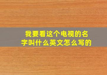 我要看这个电视的名字叫什么英文怎么写的