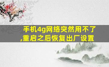 手机4g网络突然用不了,重启之后恢复出厂设置