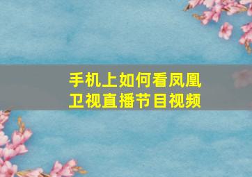 手机上如何看凤凰卫视直播节目视频