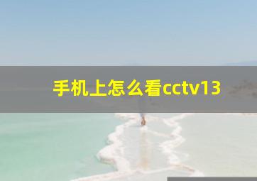 手机上怎么看cctv13