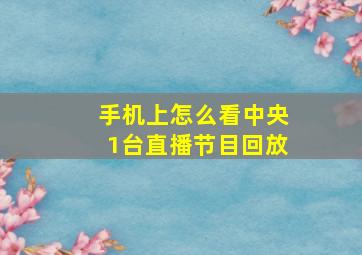 手机上怎么看中央1台直播节目回放