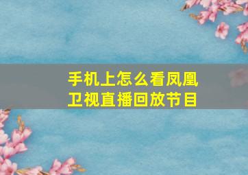 手机上怎么看凤凰卫视直播回放节目