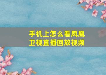 手机上怎么看凤凰卫视直播回放视频