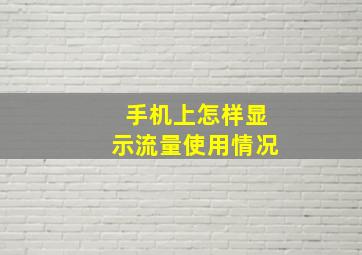 手机上怎样显示流量使用情况