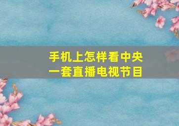 手机上怎样看中央一套直播电视节目