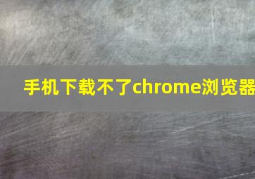 手机下载不了chrome浏览器