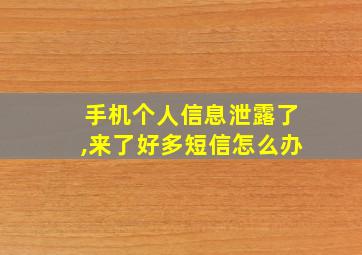 手机个人信息泄露了,来了好多短信怎么办