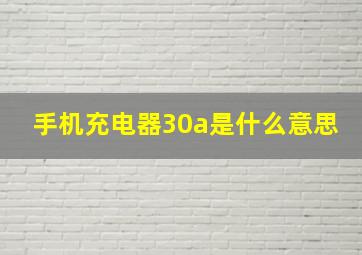 手机充电器30a是什么意思