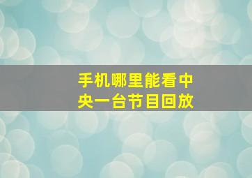 手机哪里能看中央一台节目回放