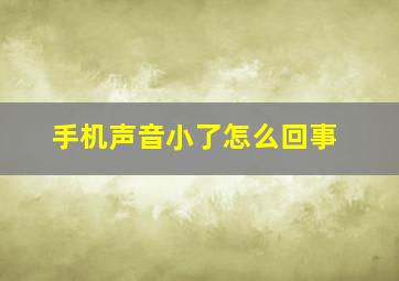 手机声音小了怎么回事