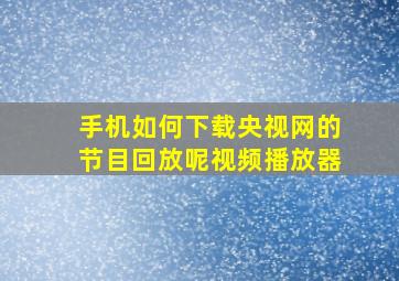 手机如何下载央视网的节目回放呢视频播放器