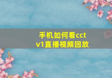 手机如何看cctv1直播视频回放