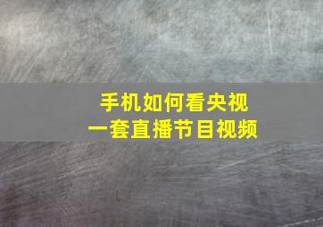 手机如何看央视一套直播节目视频