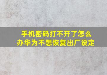 手机密码打不开了怎么办华为不想恢复出厂设定