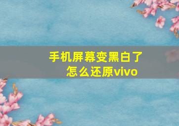 手机屏幕变黑白了怎么还原vivo