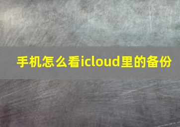 手机怎么看icloud里的备份