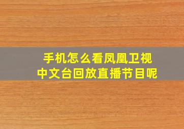 手机怎么看凤凰卫视中文台回放直播节目呢