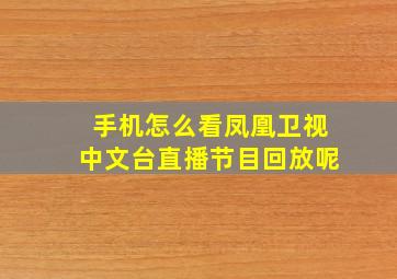 手机怎么看凤凰卫视中文台直播节目回放呢